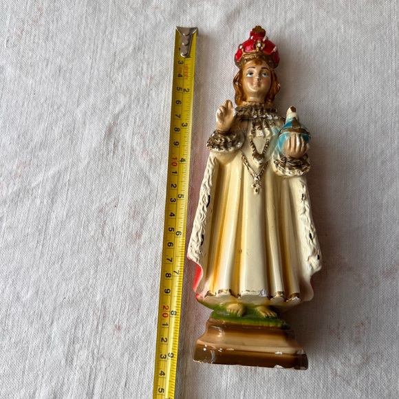 Vintage Religious Figurine with Red and Gold Accents - Picture 13 of 13